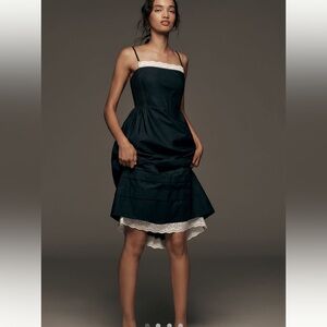 Anthropologie Sleeveless PoplinMidi Dress in Black Size Large NWT